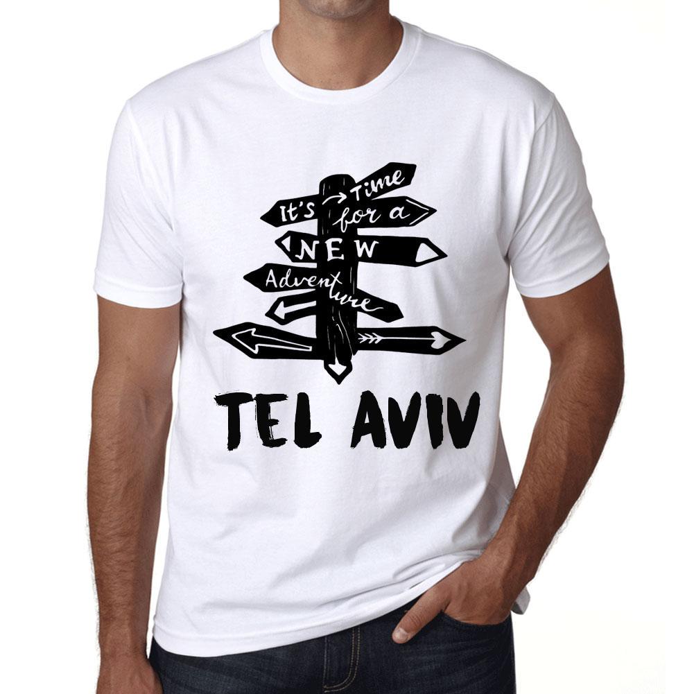 Ultrabasic Vintage T-shirt voor heren Grafisch T-shirt Tijd voor nieuwe avonturen Tel Aviv Wit