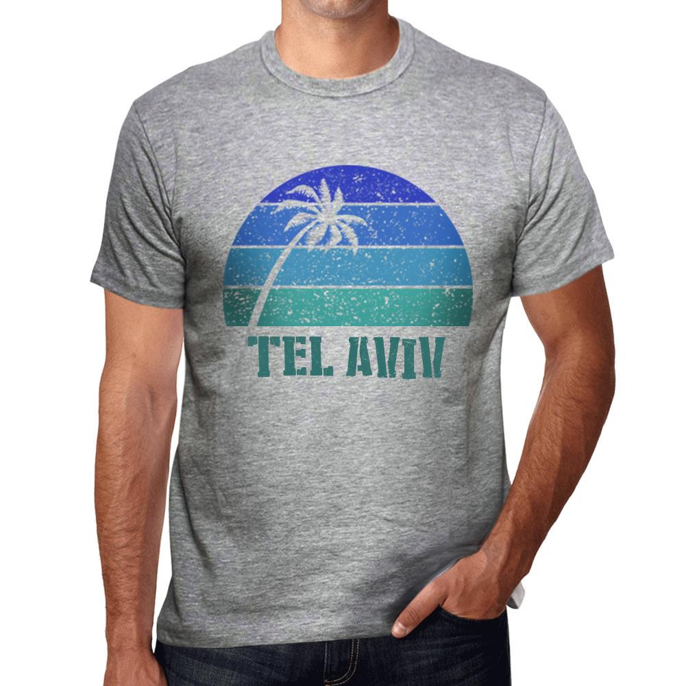 Ultrabasic Vintage T-shirt voor heren, grafisch T-shirt TEL Aviv Sunset grijs gemêleerd