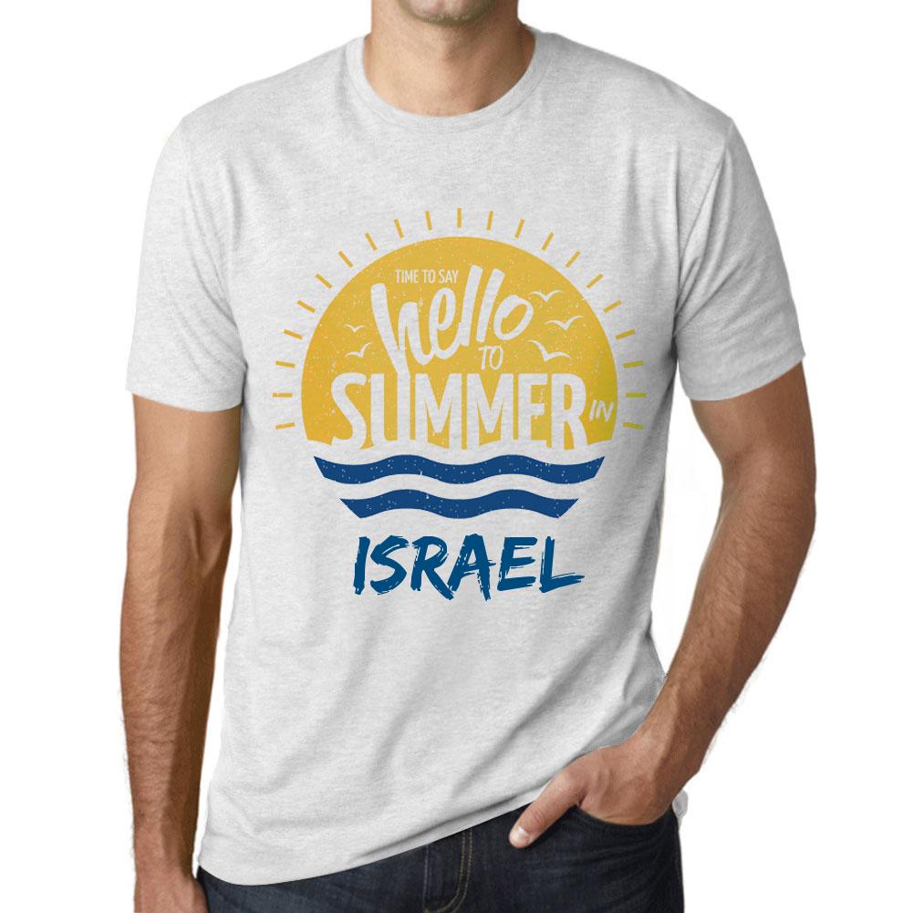 Ultrabasic Men’s Vintage Tee Shirt Graphic T Shirt Time to Say Hello to Summer in Israel Vintage White