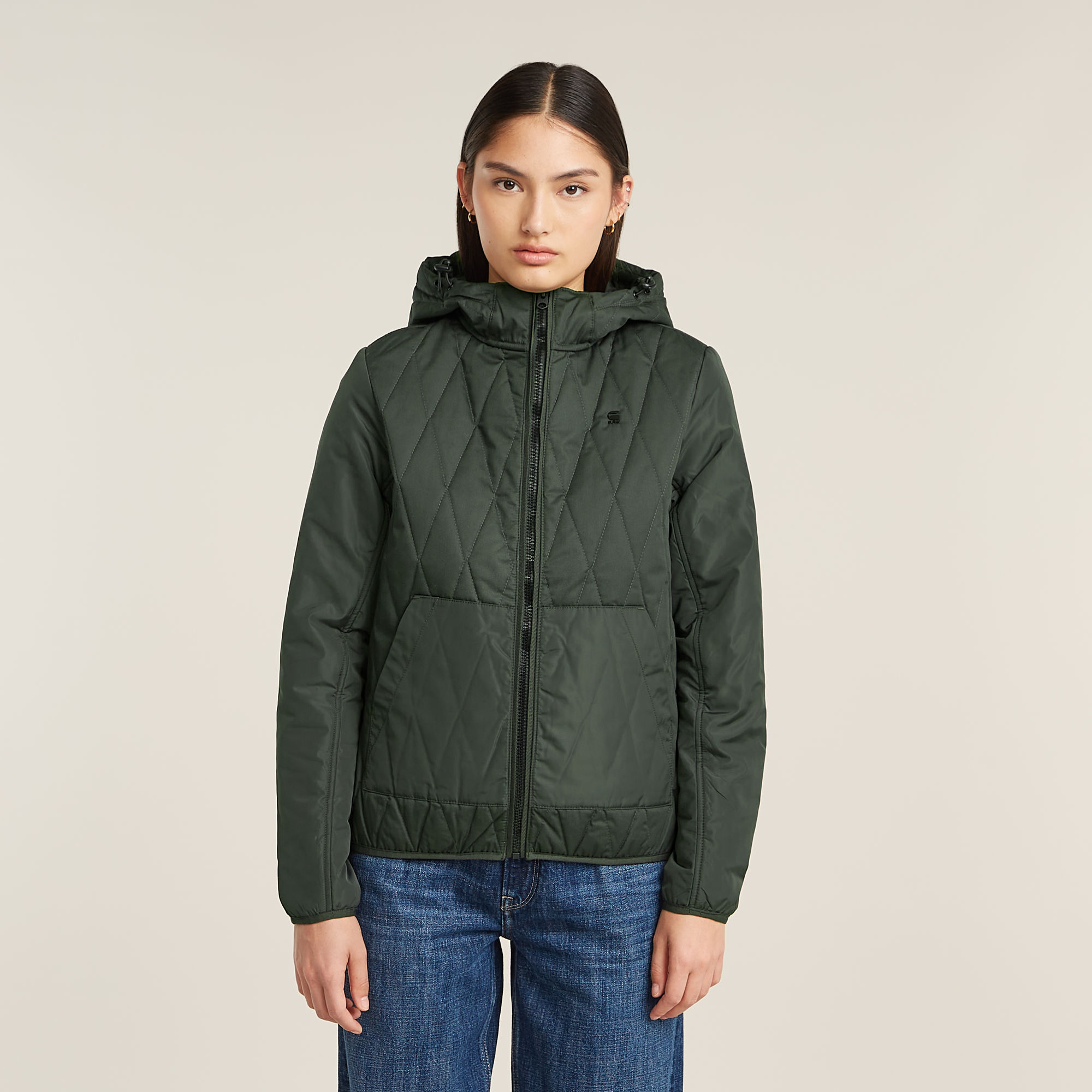 G-Star RAW Utility Quilt Overshirt Met Capuchon - Grijs - Dames