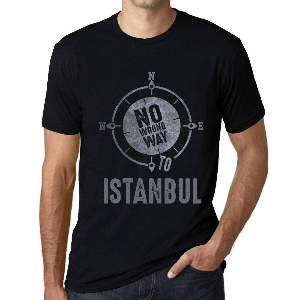 Ultrabasic Vintage T-shirt voor heren Grafisch T-shirt No Wrong Way Istanbul Diepzwart