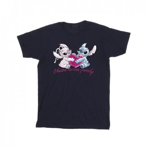 Disney Lilo en Stitch Ohana hart met engel T-shirt voor heren