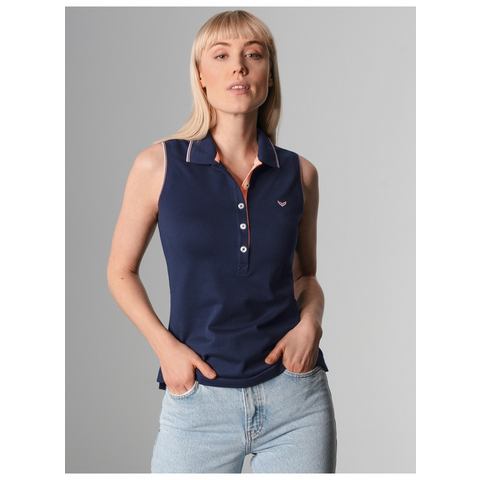 Trigema Shirttop  mouwloze poloshirt met contrasterende accenten (1-delig)