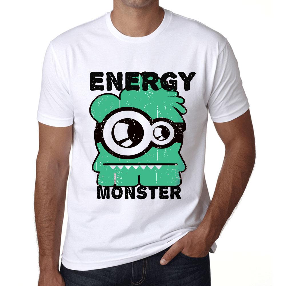 Ultrabasic Heren Vintage T-shirt Grafisch T-shirt Energie Monster Wit