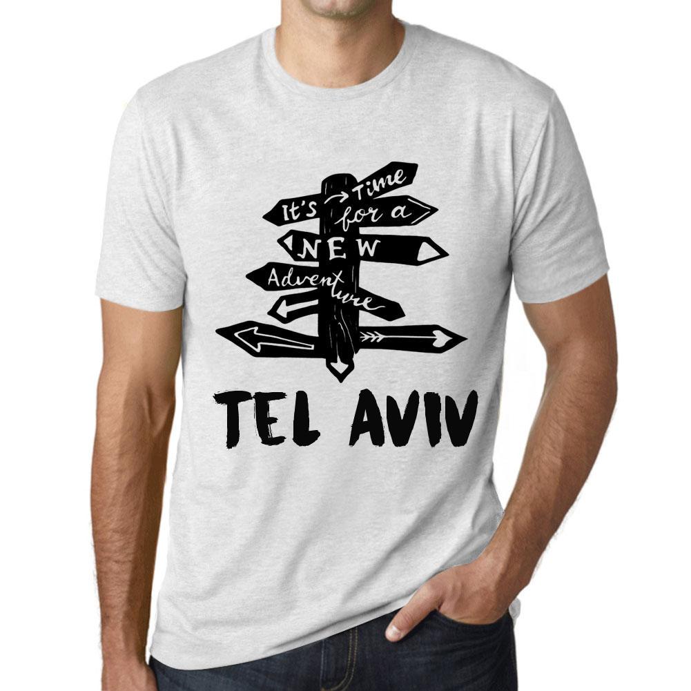 Ultrabasic Heren vintage T-shirt Grafisch T-shirt Tijd voor nieuwe avonturen Tel Aviv Vintage Wit