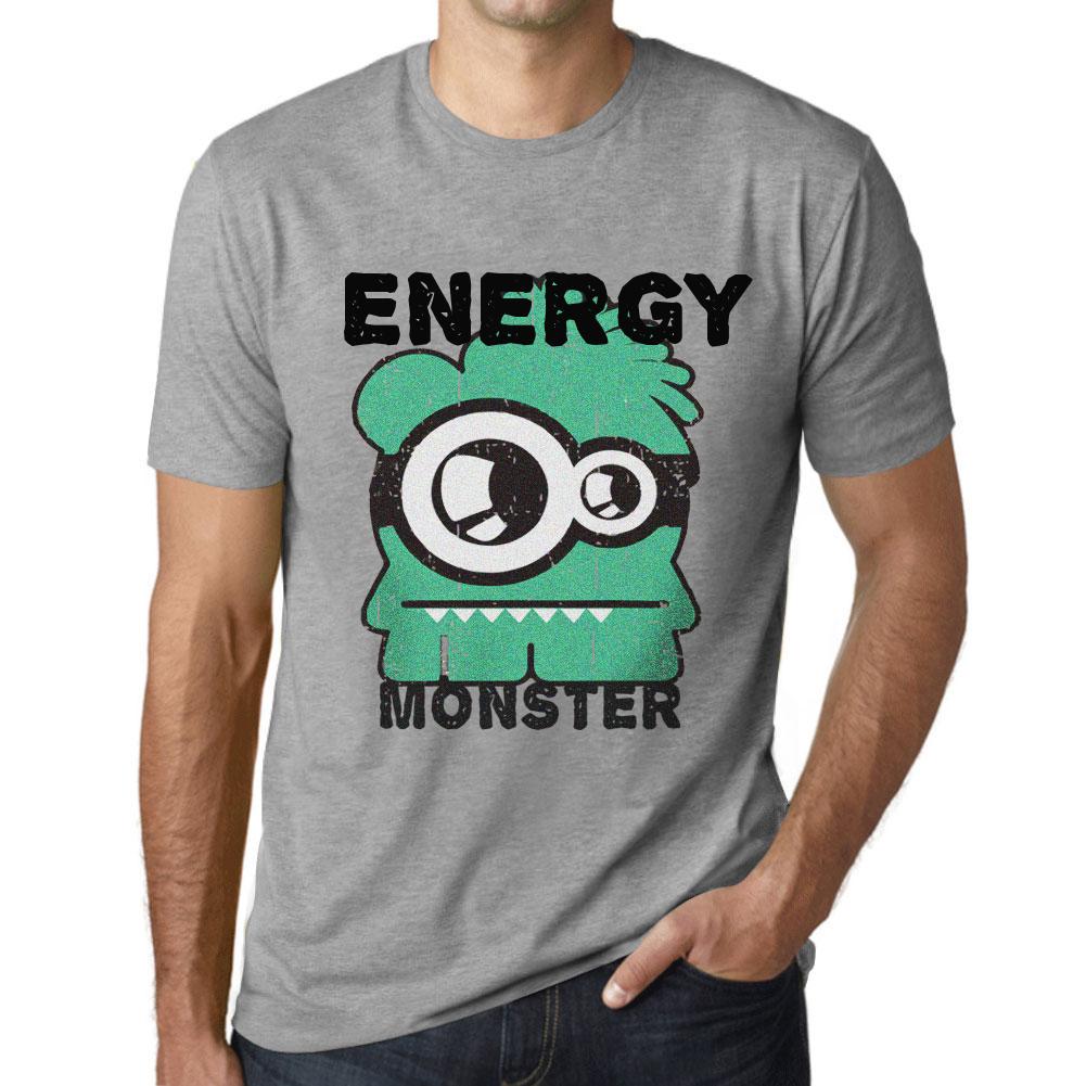 Ultrabasic Heren Vintage T-shirt Grafisch T-shirt Energie Monster Grijs Gemêleerd