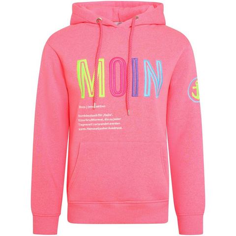 Zwillingsherz Sweatshirt met capuchon, print aan voorkant, neon details