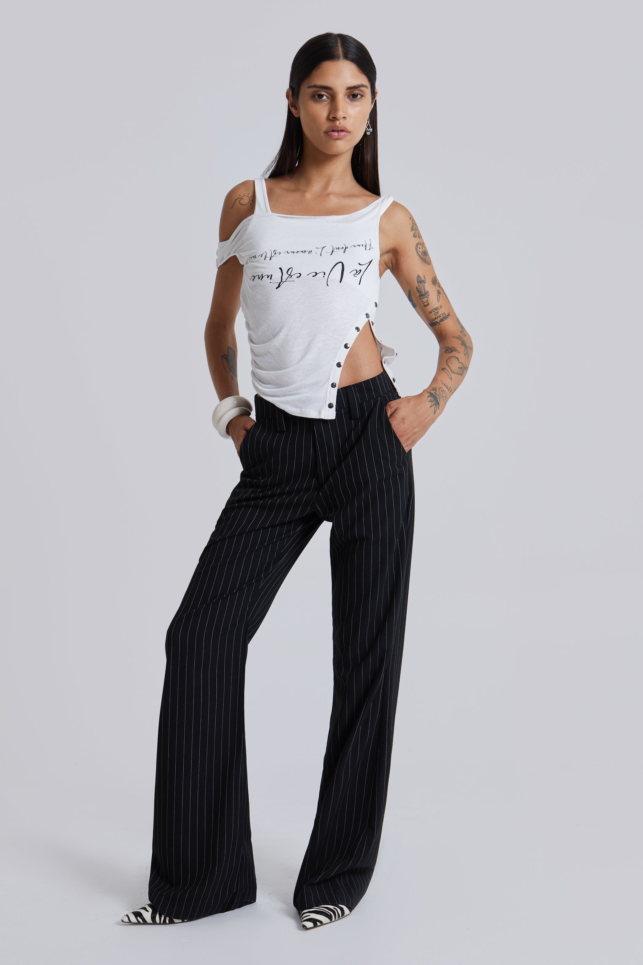 Jaded London Stacked Bootcut Suit Pants