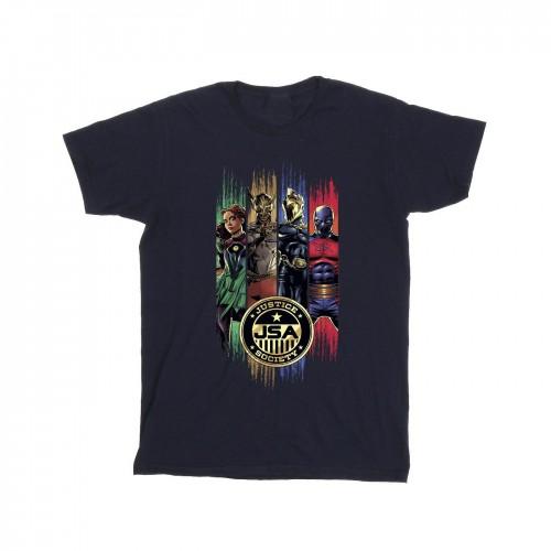 DC Comics heren zwart Adam JSA gouden badge T-shirt