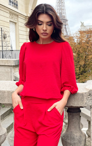 The Musthaves Mila Puff Sleeve Top Rood