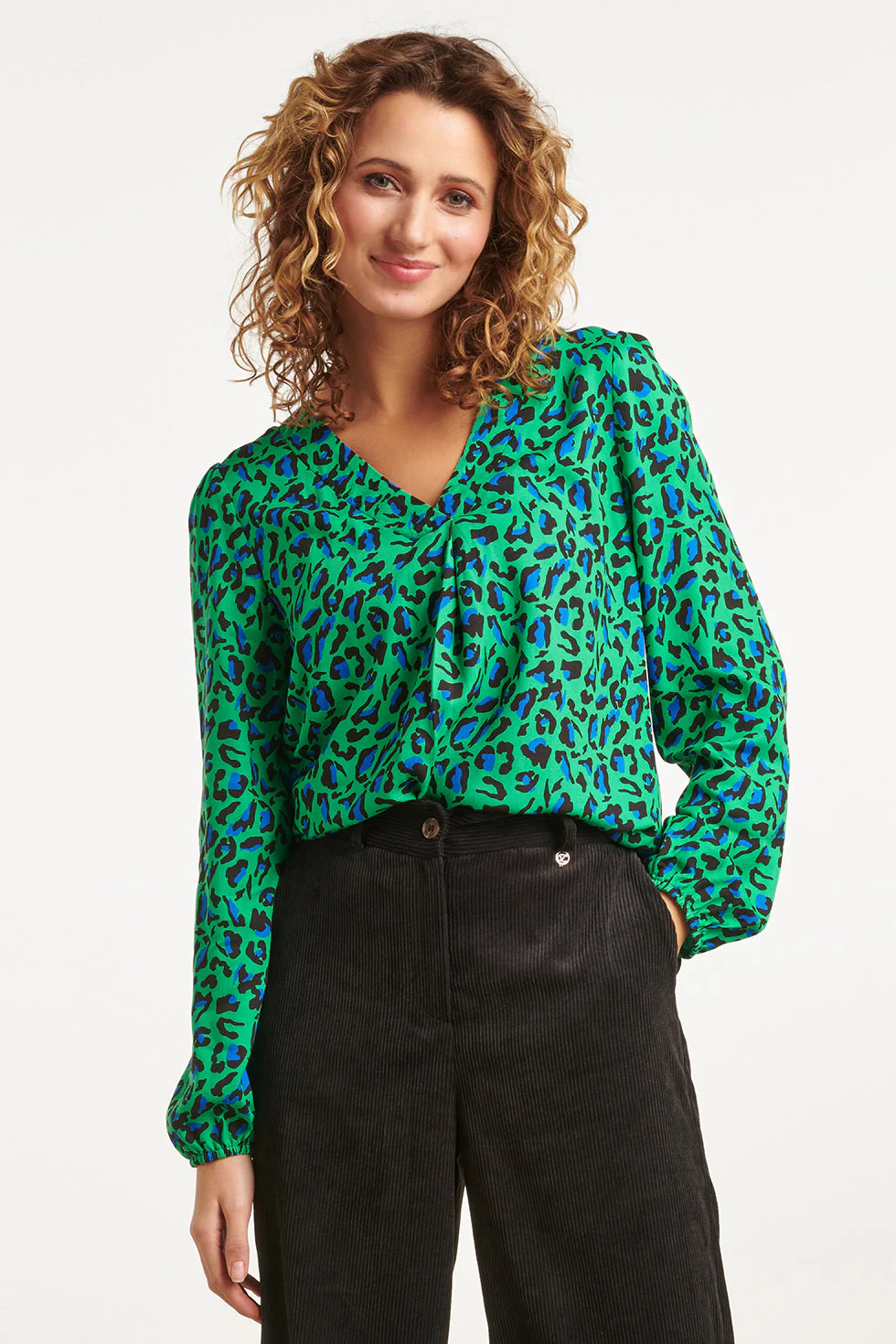 Smashed Lemon 23561 winter top levendige groen en blauw animal print