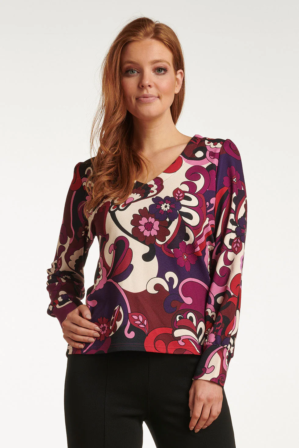 Smashed Lemon 23742-380-998 multi kleurige bloemenprint v-hals top