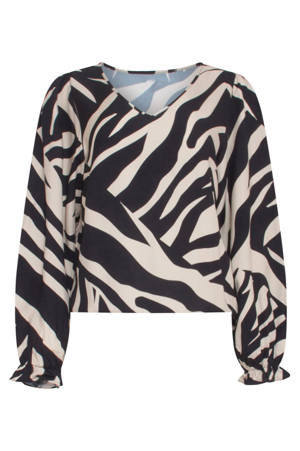 Smashed Lemon 23744-010-999 zebra print v-hals top in zwart en