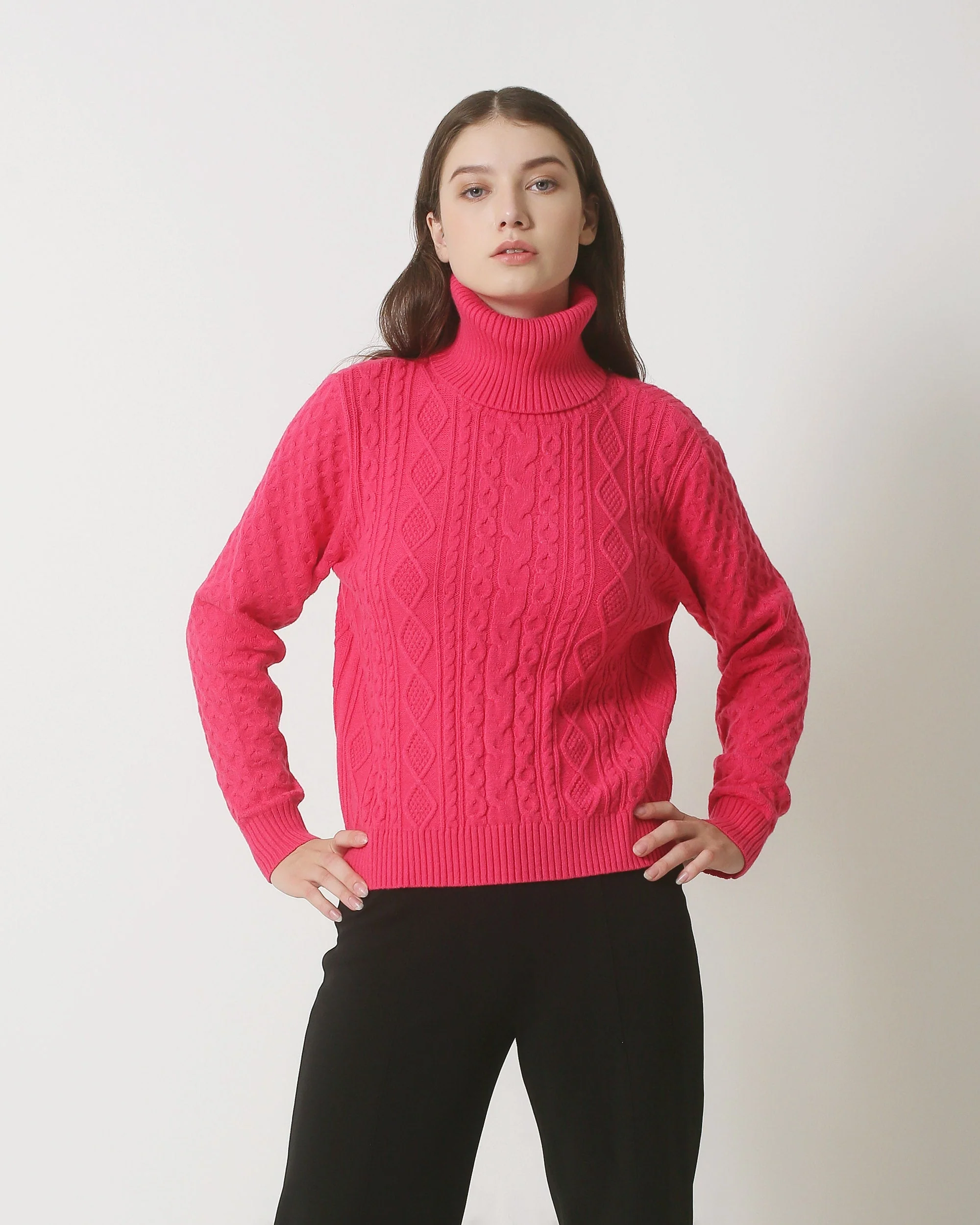 Smashed Lemon 23846 roze turtle neck top