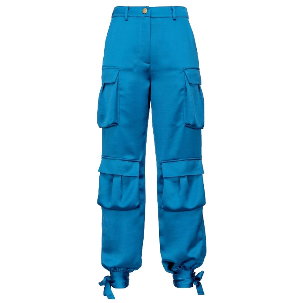 Pinko Lichtblauwe polyester cargo broek met meerdere zakjes