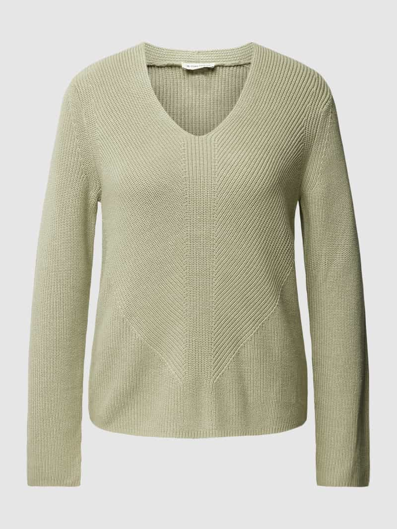 Tom Tailor Gebreide pullover in effen design met V-hals