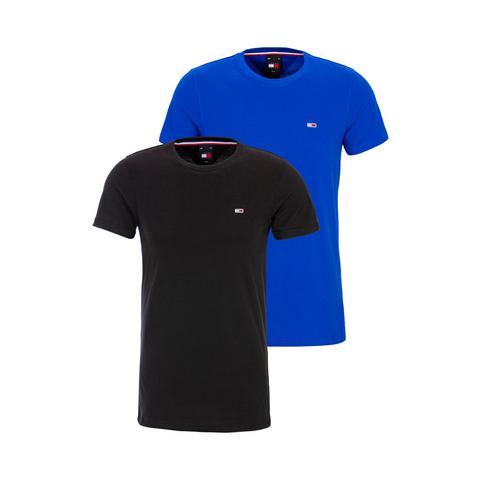 TOMMY JEANS T-shirt TJM 2PACK SLIM JERSEY TEE met merkembleem op de borst (2-delig, Set van 2)