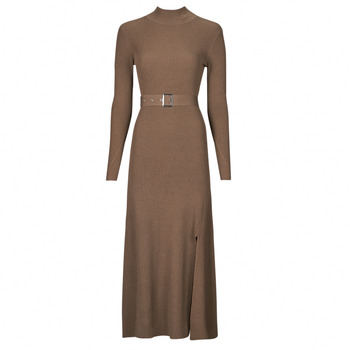 Karl Lagerfeld Lange Jurk  LSLV BUCKLE BELT KNIT DRESS