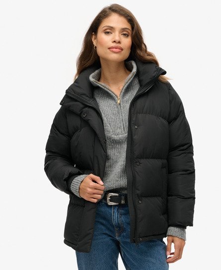 Superdry Vrouwen Halflange Pufferjas Zwart