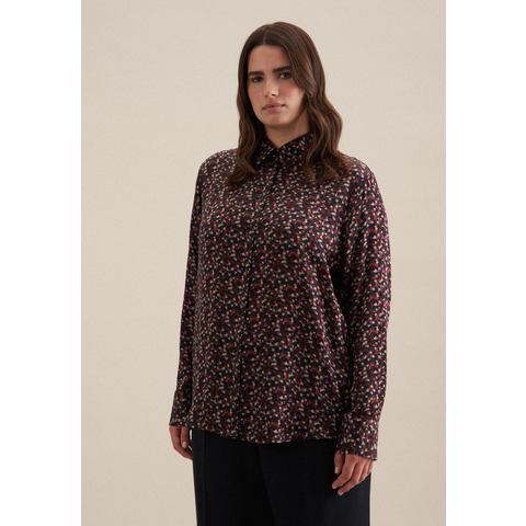 Seidensticker Overhemdblouse Zwarte roos Lange mouwen kraag print