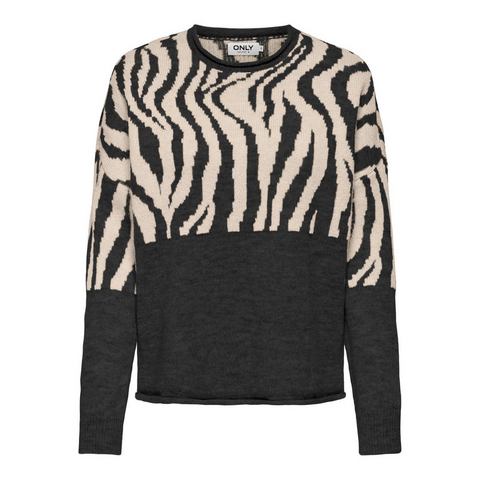 Only Trui met ronde hals ONLJADE ZEBRA LS O-NECK CC KNT