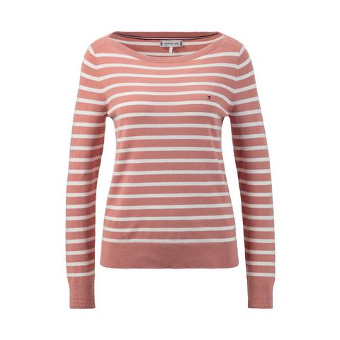 Tommy Hilfiger Gebreide trui CO JERSEY STITCH BOAT-NK SWEATER met -merklabel op de mouw