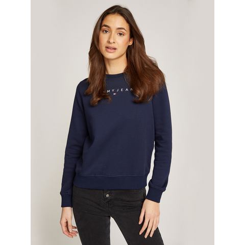 Tommy Jeans Curve Sweatshirt TJW REG LINEAR CREW EXT in grote maten met logo-opschrift