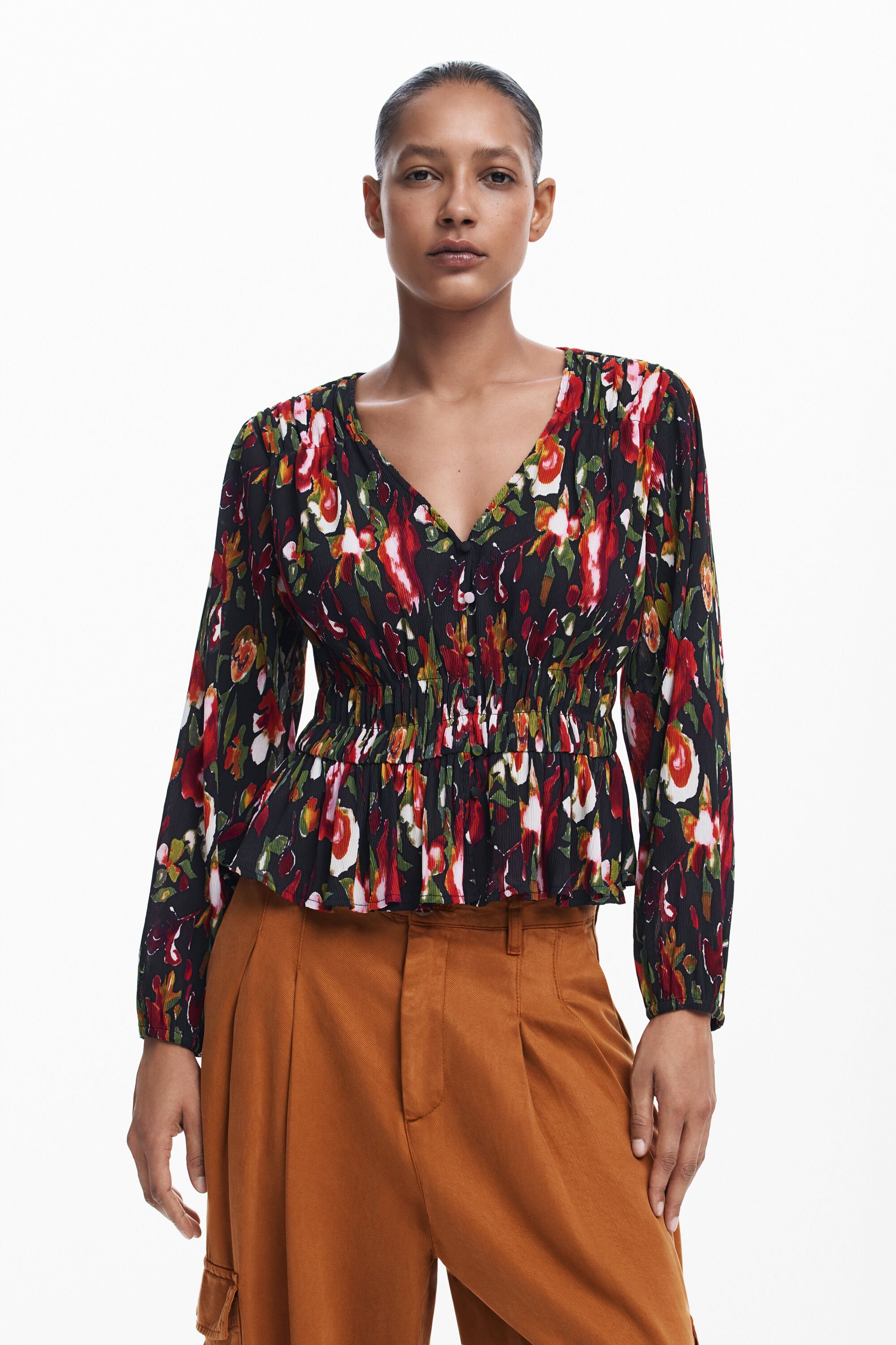 Desigual Bloemenblouse - BLACK