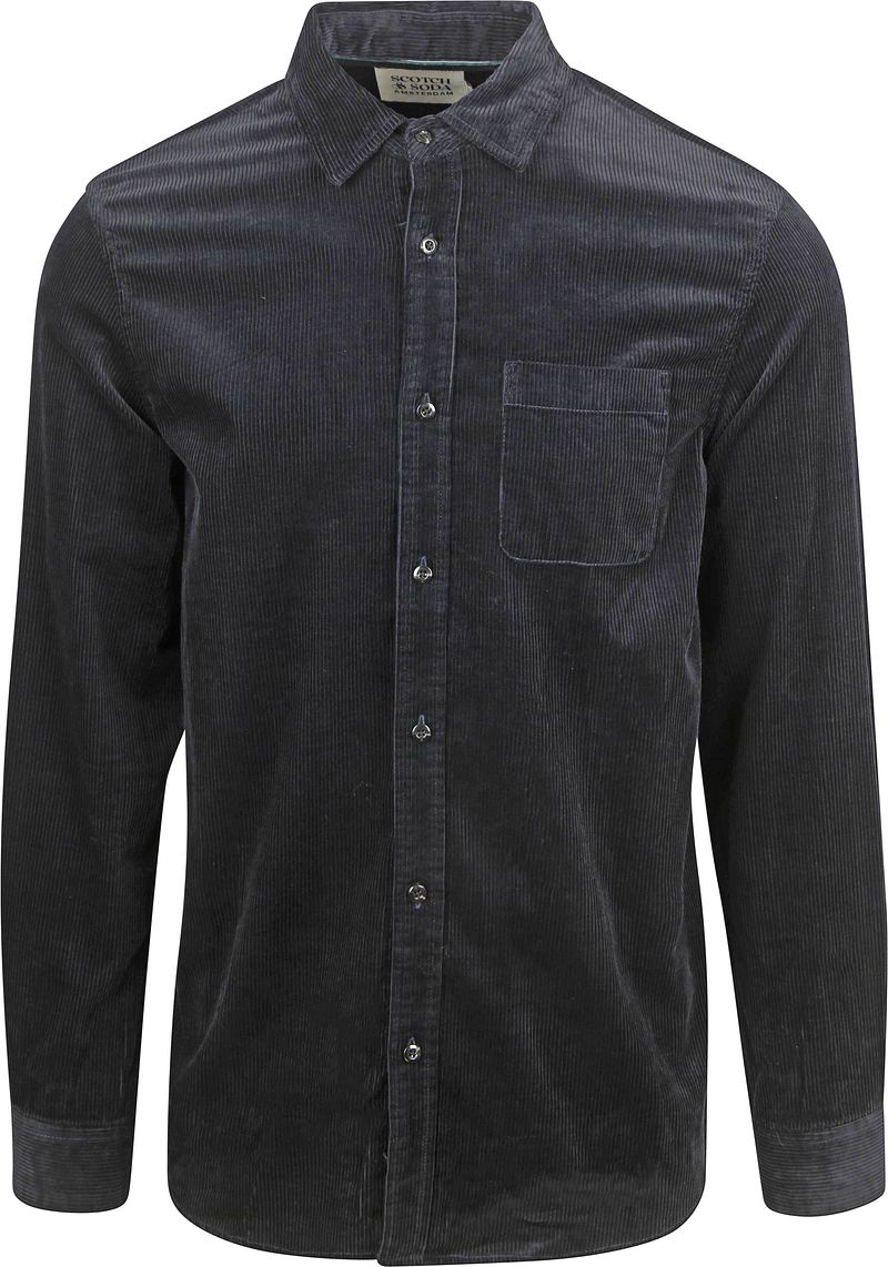 Scotch and Soda Solid Corduroy Overhemd Zwart