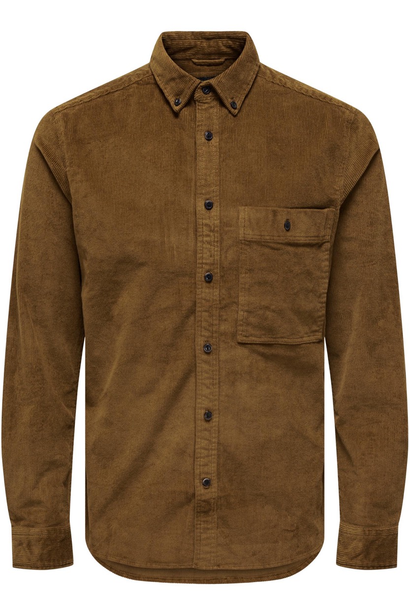 Only & Sons Onsnewterry reg cord ls shirt noos cognac