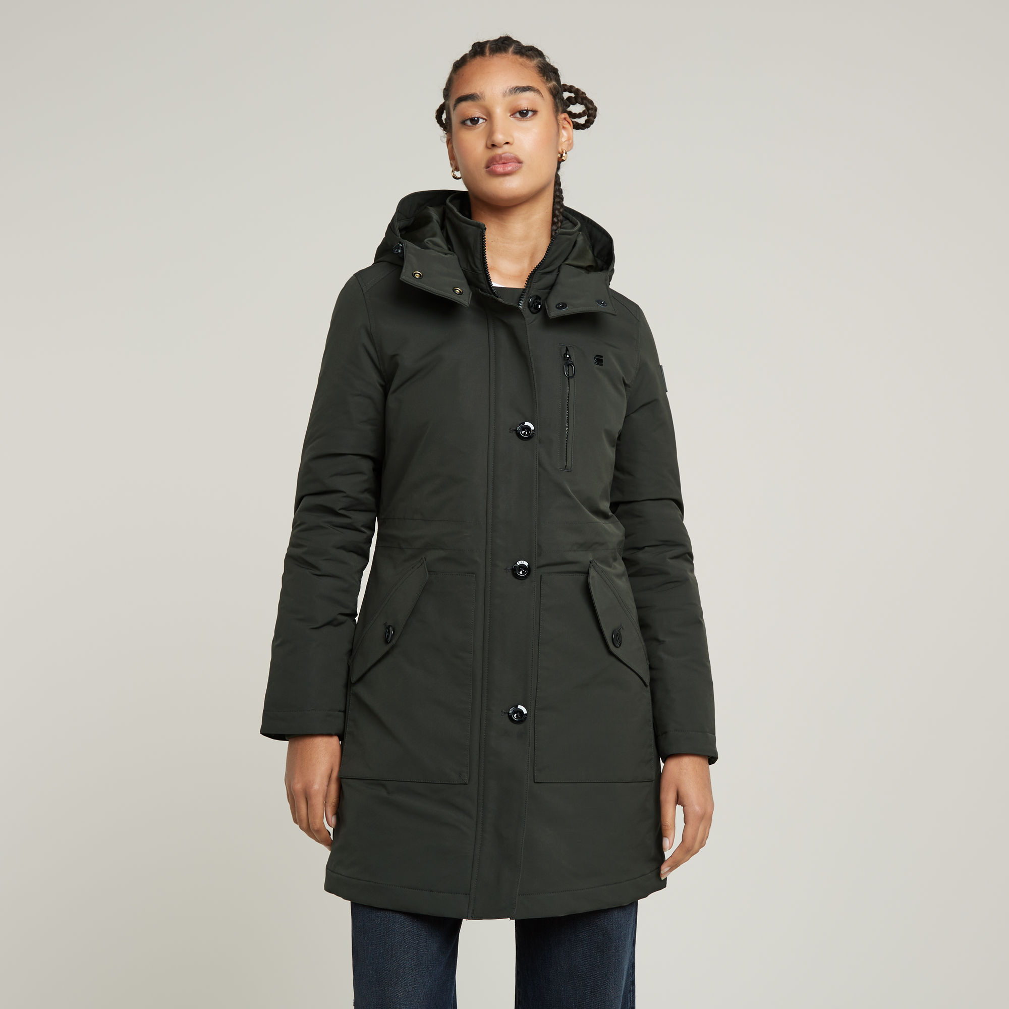 G-Star RAW Vodan Slim Gewatteerde Parka Met Capuchon - Grijs - Dames