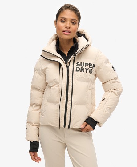 Superdry Sport Wijdvallende Ski Pufferjas met Capuchon Grijs