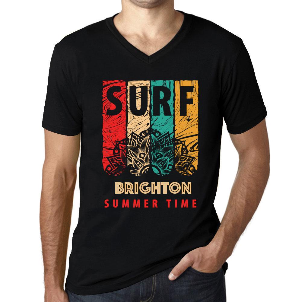 Ultrabasic Heren Vintage T-shirt Grafisch T-shirt V-hals Surf Zomertijd BRIGHTON Diepzwart