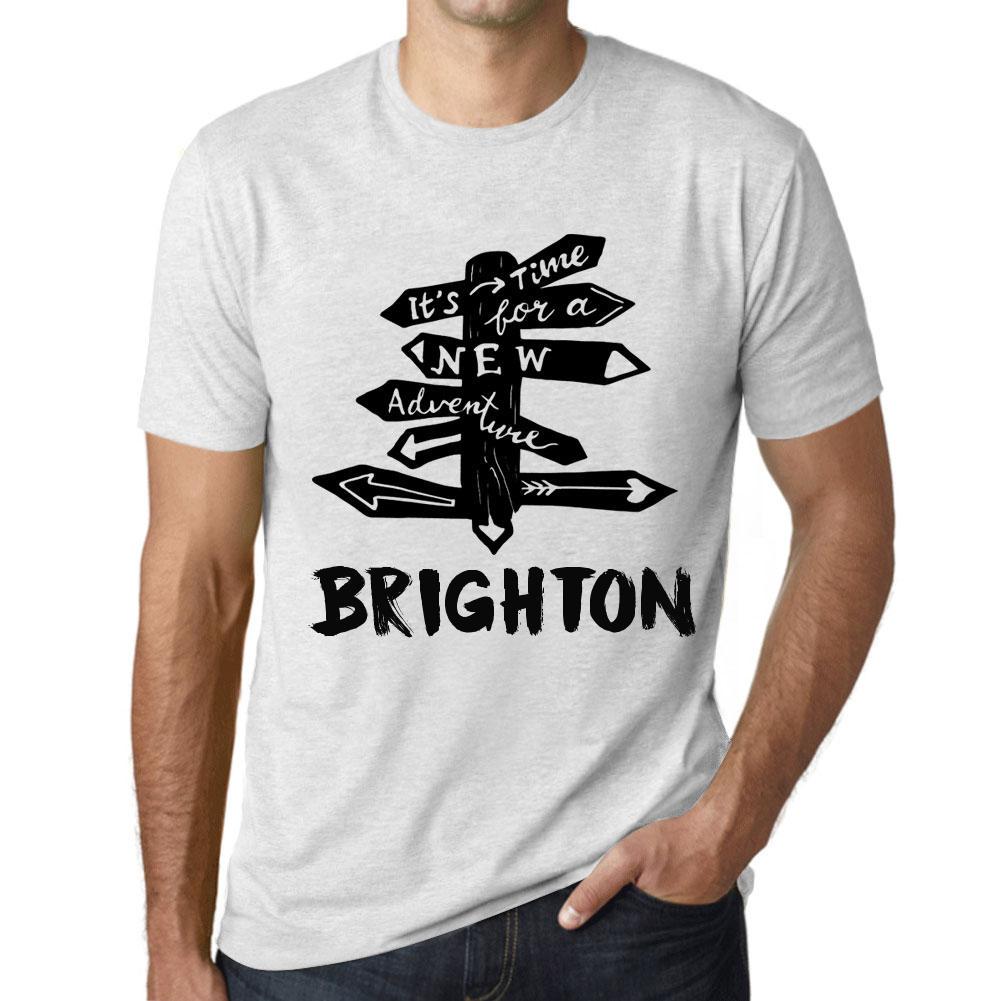 Ultrabasic Vintage T-shirt voor heren Grafisch T-shirt Tijd voor nieuwe avonturen Brighton Vintage White