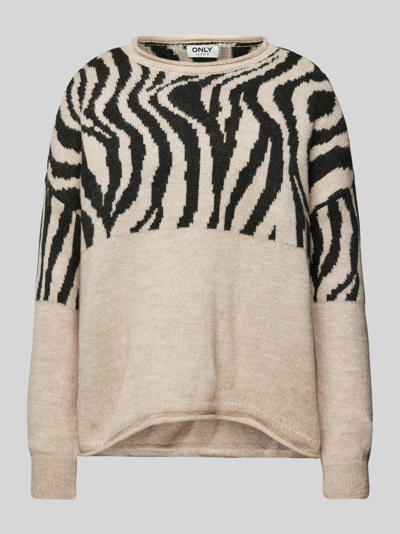 Only Relaxed fit gebreide pullover met rolzoom en extra brede schouders, modell 'JADE'