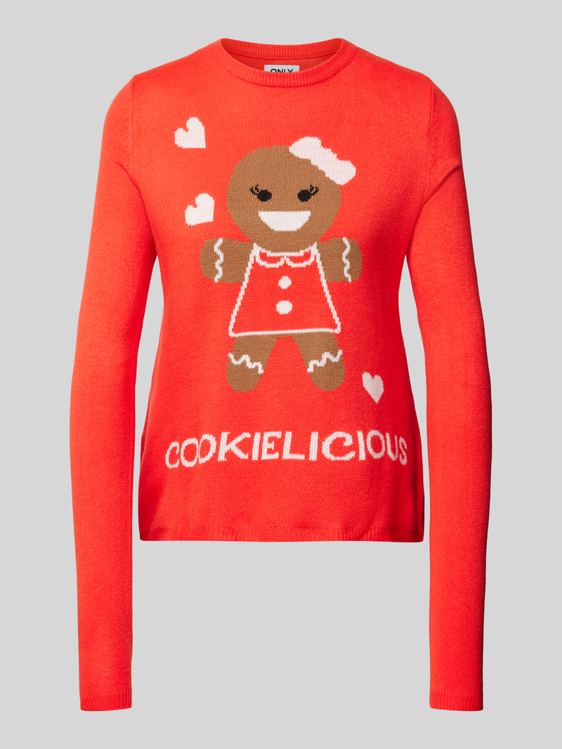 Only Gebreide pullover met ronde hals, model 'XMAS COOKIES'