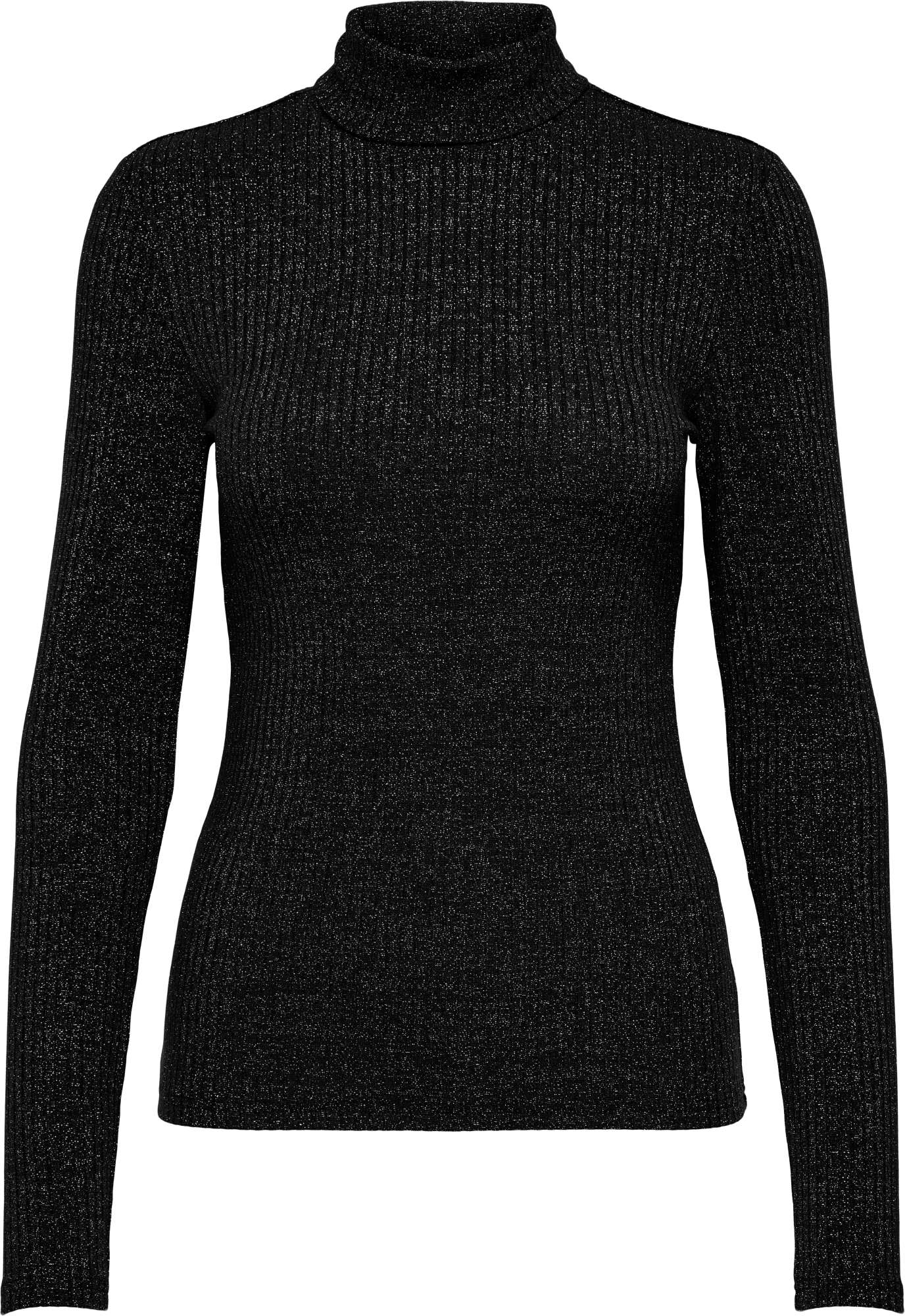 Only Onlbianca l/s roll neck top jrs black/silver glitt