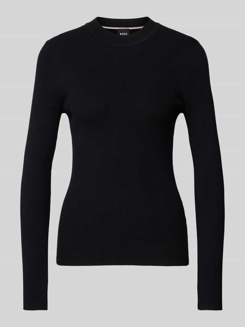 Boss Pullover met geribde ronde hals, model 'Feskiera'