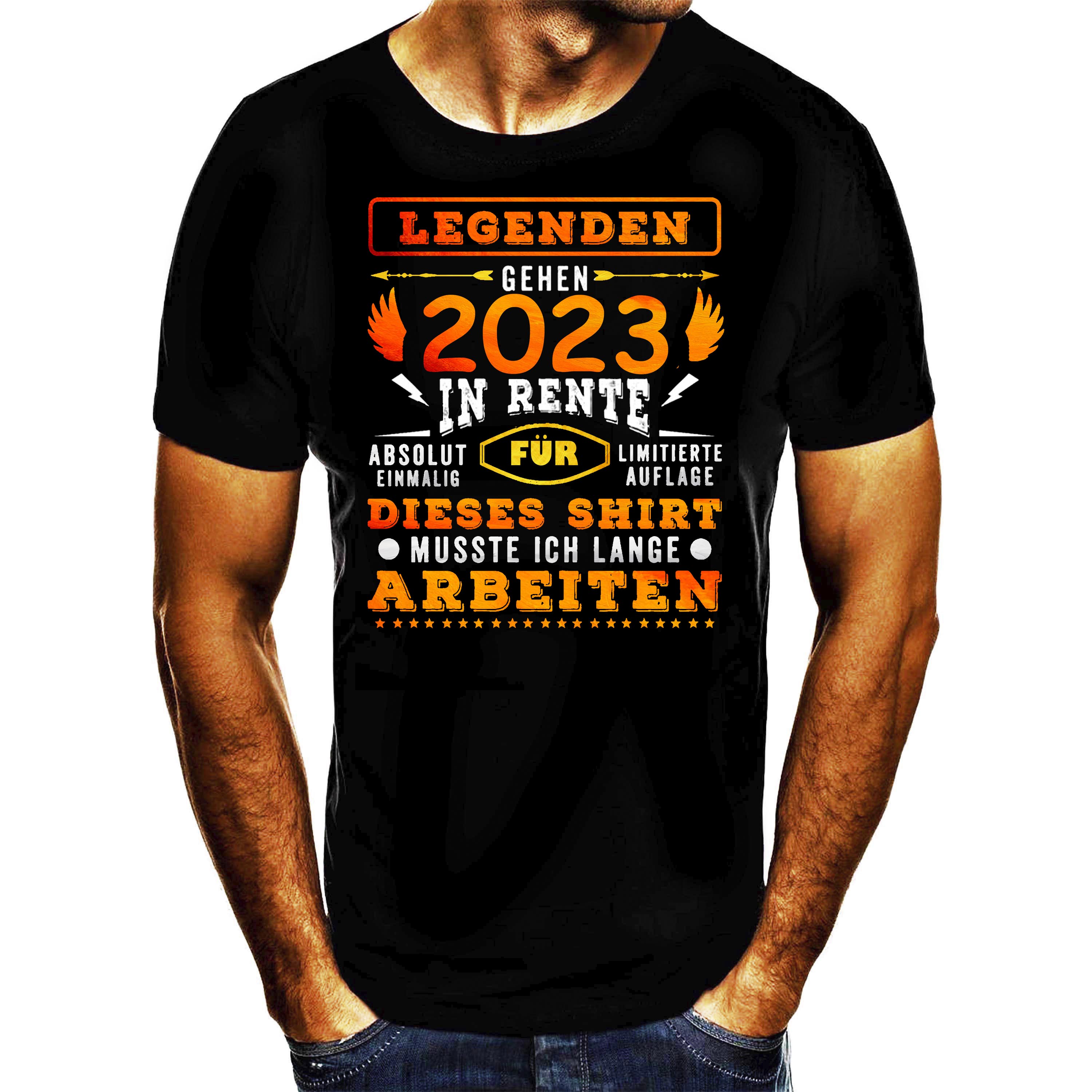 Shirtbude Rente 2023 Rentner Papa Opa Vatertag Geschenk Print Tshirt T- Shirt Herren