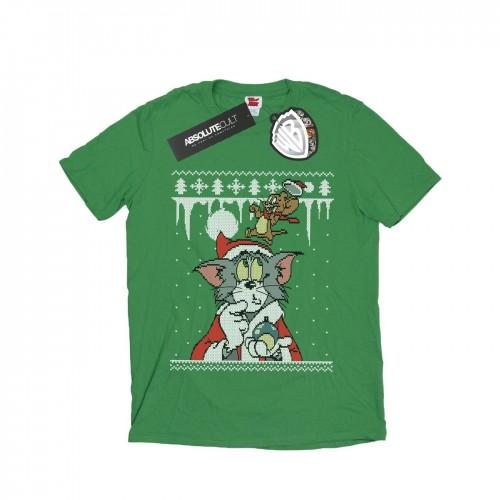 Tom And Jerry Mens Christmas Fair Isle T-Shirt