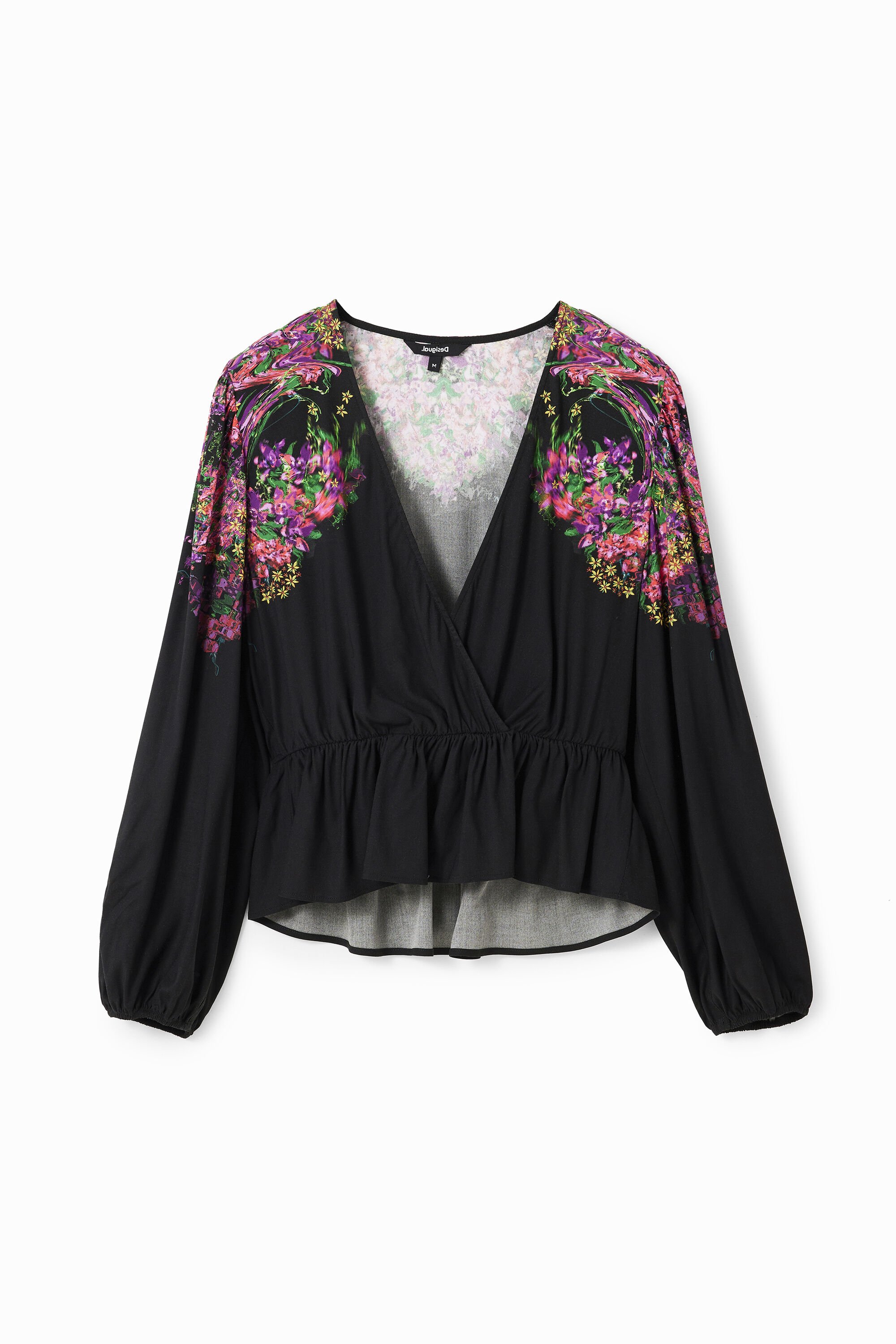 Desigual Wikkelblouse met digitale bloemenprint - BLACK