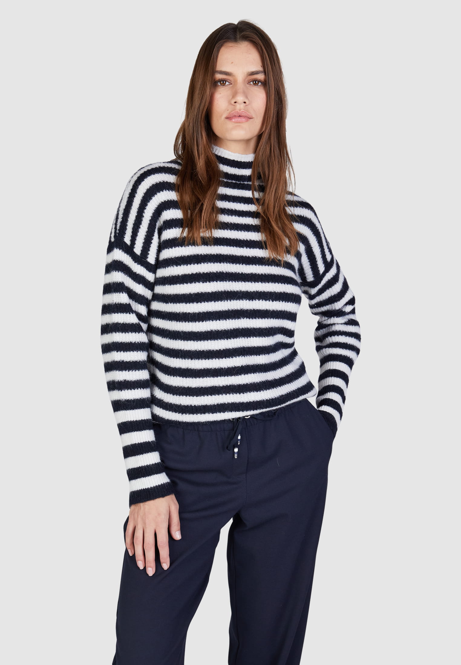 MARC AUREL Ringelpullover mit Turtleneck