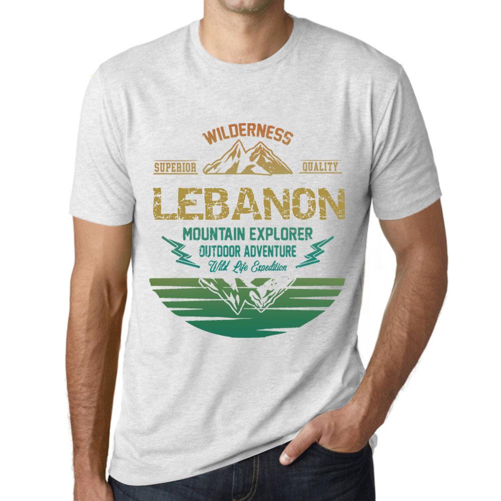 Ultrabasic Heren Vintage T-shirt Grafisch T-shirt Mountain Explorer Lebanon Vintage Wit