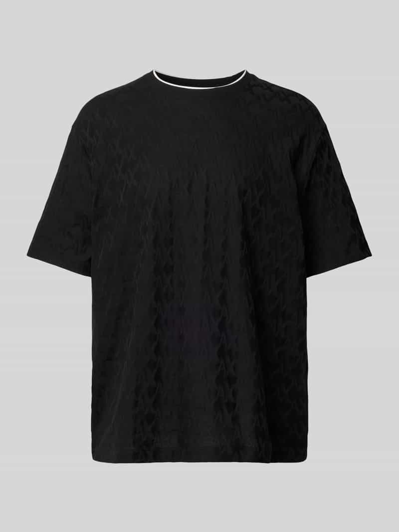 Armani Exchange T-shirt met geribde ronde hals, model 'Jaquard'