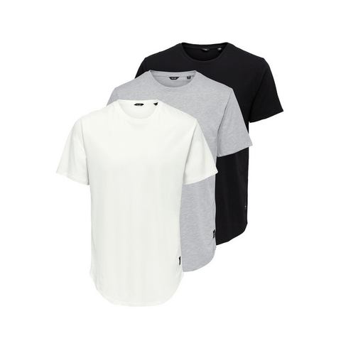 ONLY & SONS T-shirt ONSMATT LONGY SS TEE 3-PACK (3-delig, Set van 3)