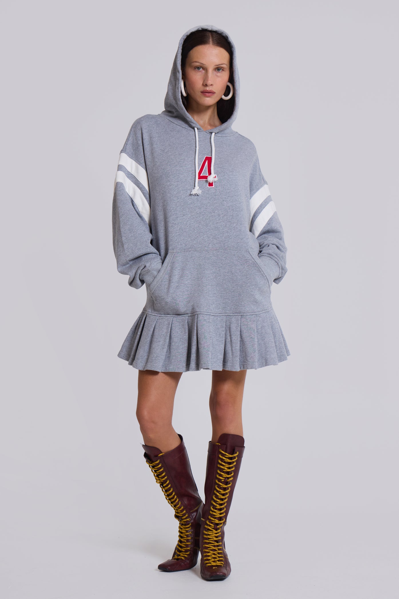 Jaded London 4 or Nothing Sweater Dress in Grey Marl