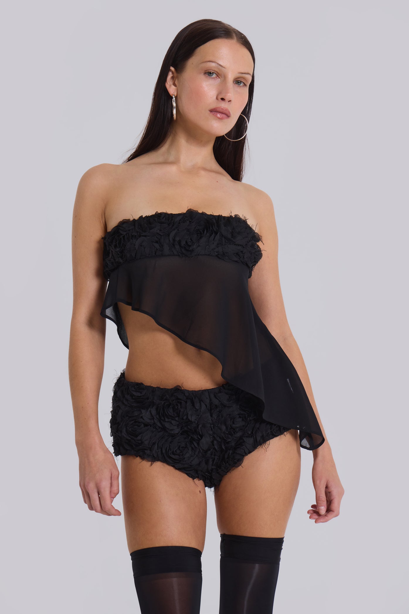 Jaded London Regina Corset Top In Black Roses