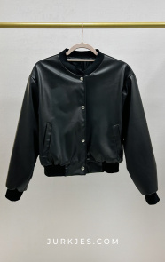 Jurkjes Leather Bomber Jacket Amber Zwart