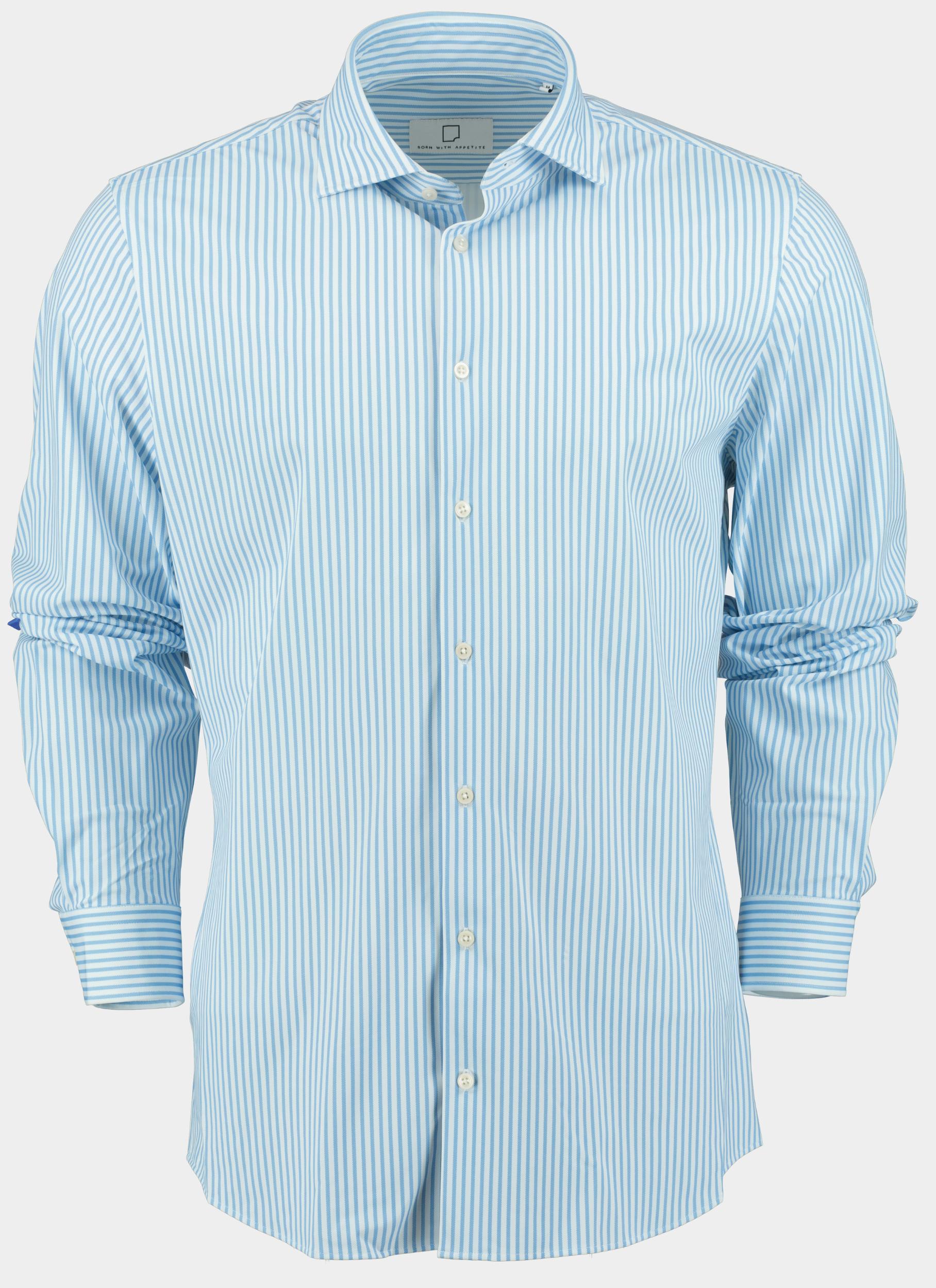 Born with Appetite Casual hemd lange mouw zaky shirt ws print oxford 4- 24307za02/210 light blue