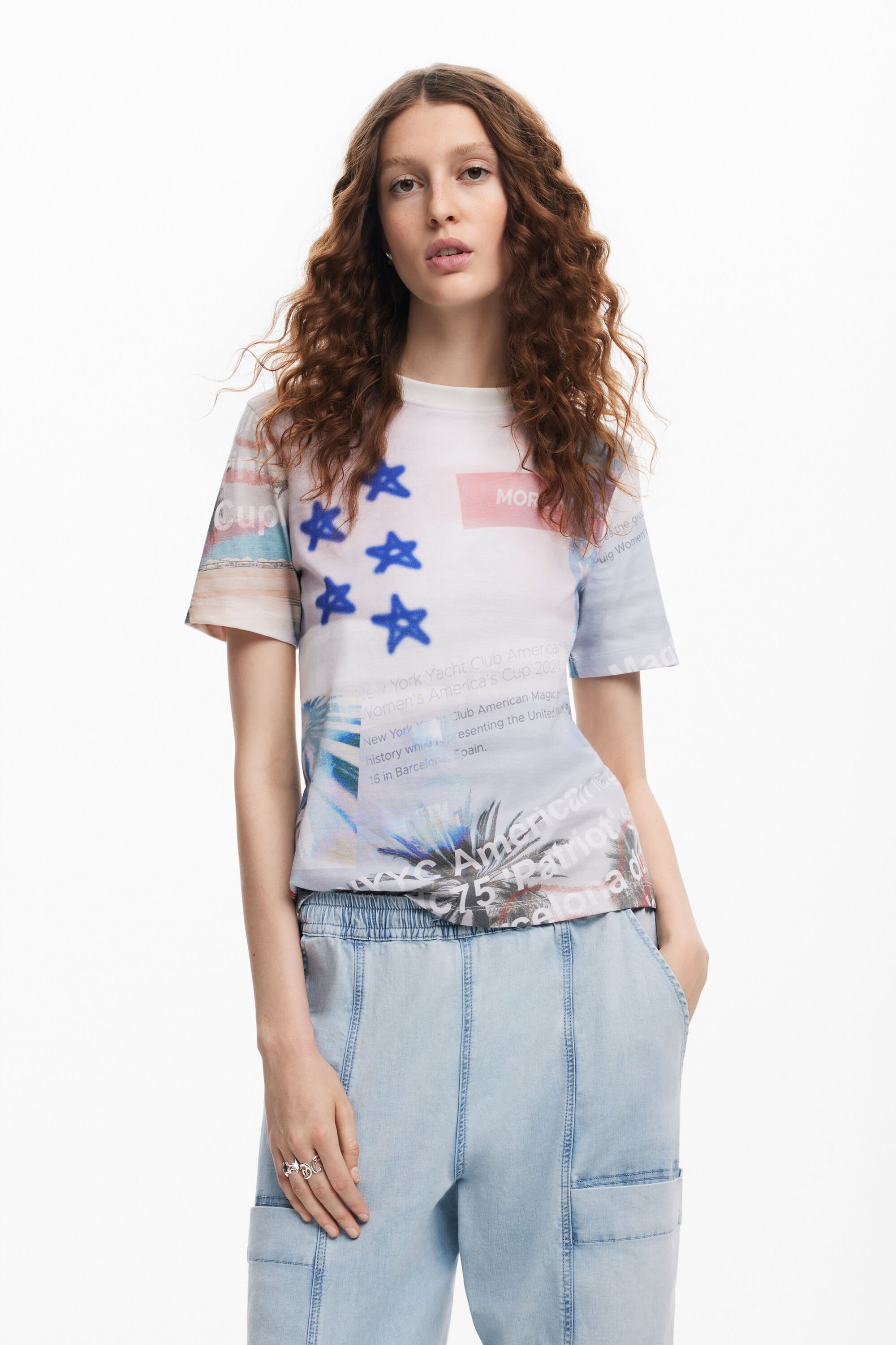 Desigual Bedrukte T-shirt American Magic - WHITE